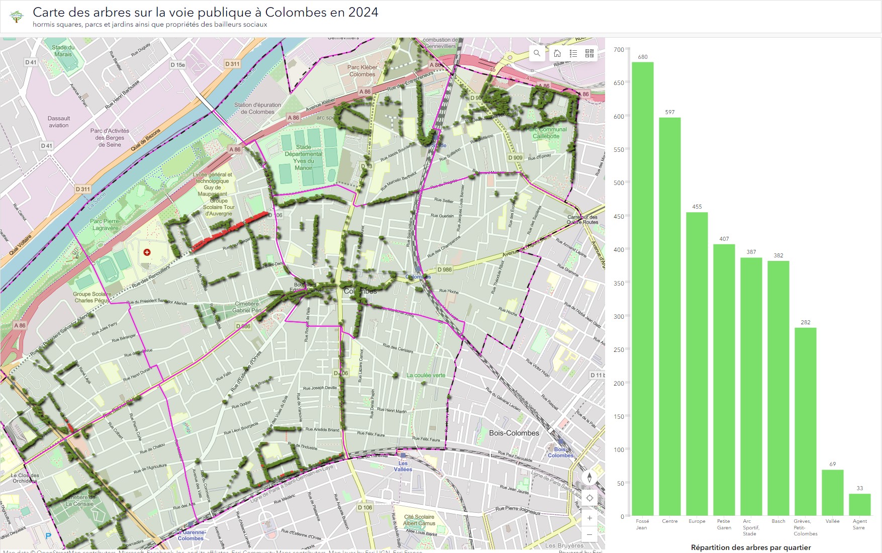 carte des arbres colombes